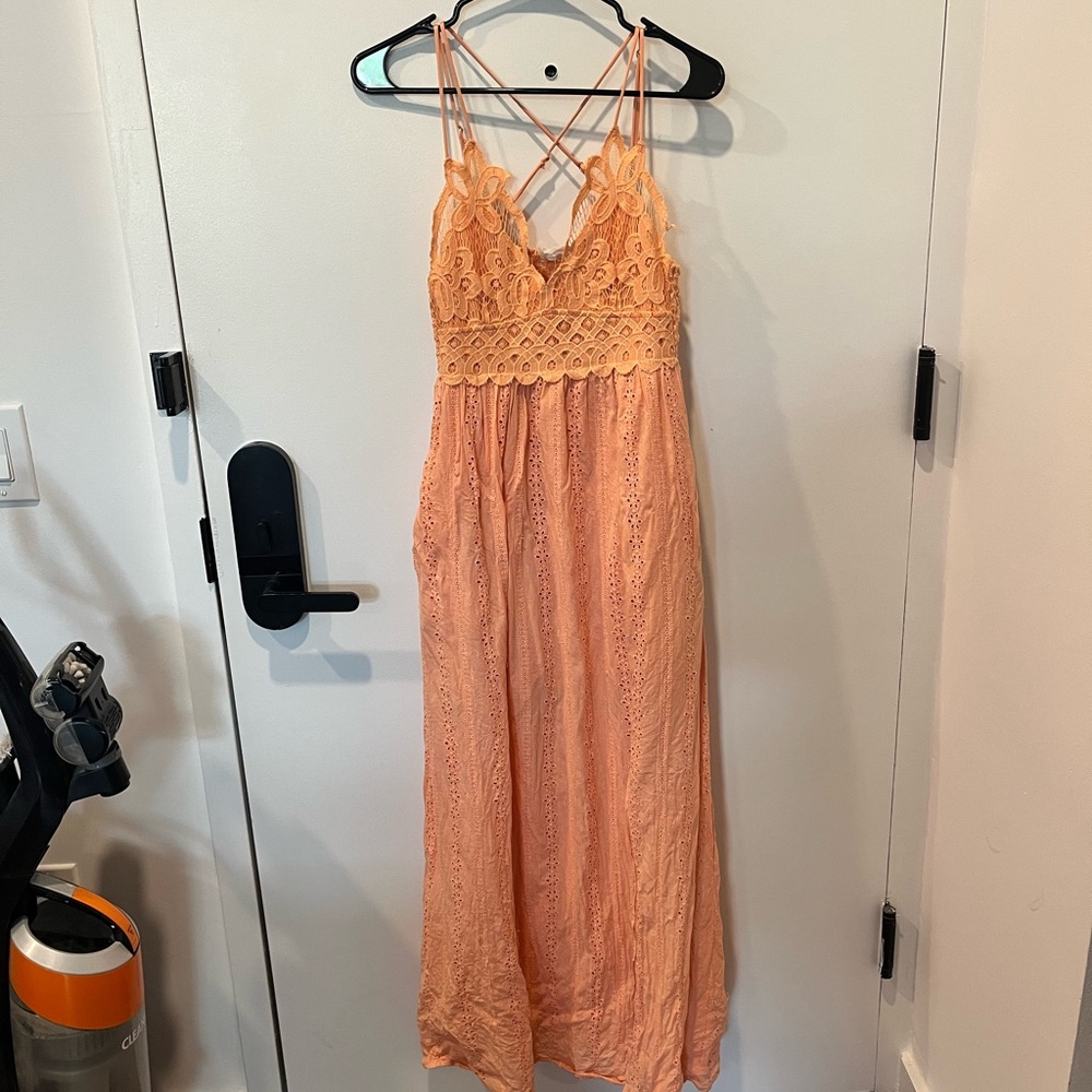 Hummingbird Orange Maxi Dress, perfect for Weddings
